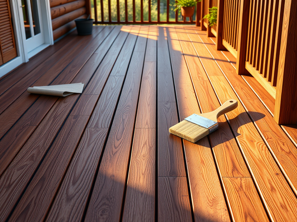 Tablas de tarima exterior protegidas y acabadas